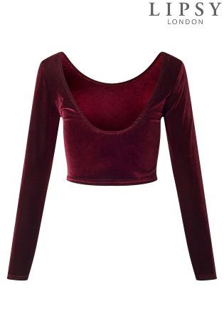 Lipsy Velour Crop Top